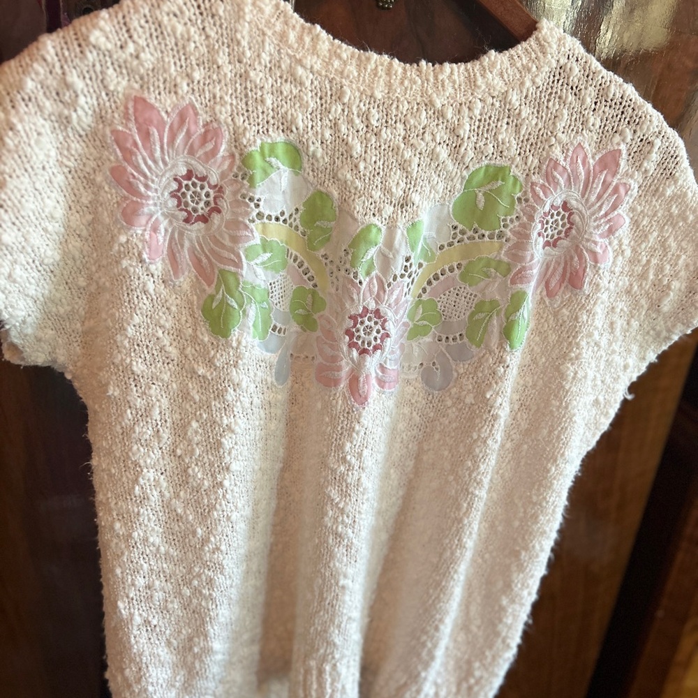 Christina Textured Knit Sweater with Floral Details